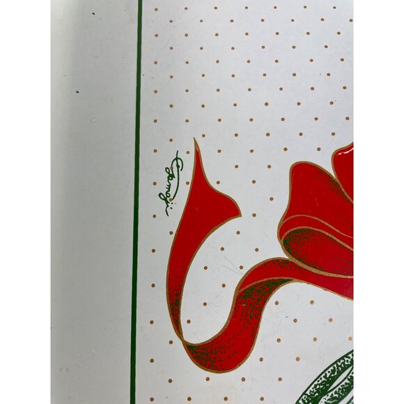 Vintage Christmas Lacquerware Serving Tray Set 2 Piece Japan Red Poinsettia - Picture 6 of 14